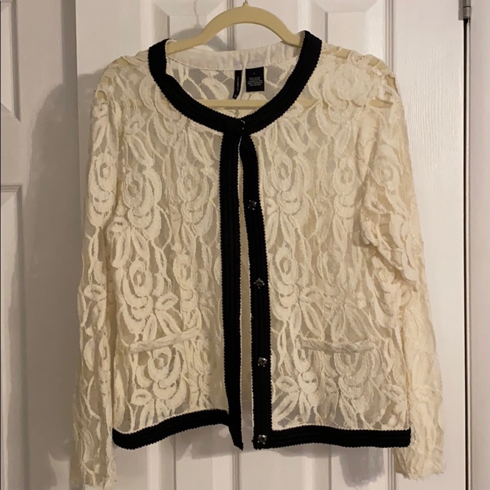 Lacy, shear, cream, cardigan